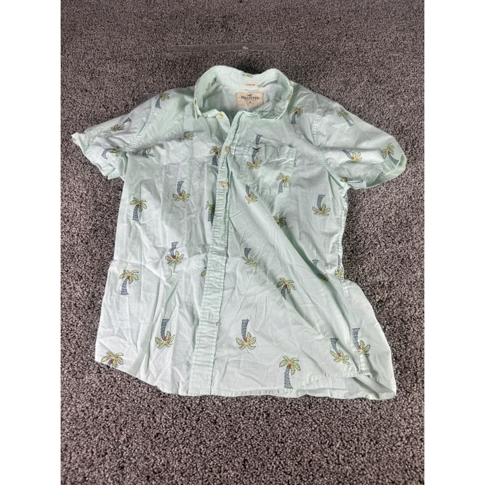 Hollister Mens Bundle Short Sleeve Button Down Shirts Palm Flamingo Mint Green M